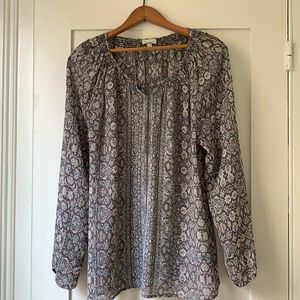 Garnet Hill Boho silk floral tunic blouse